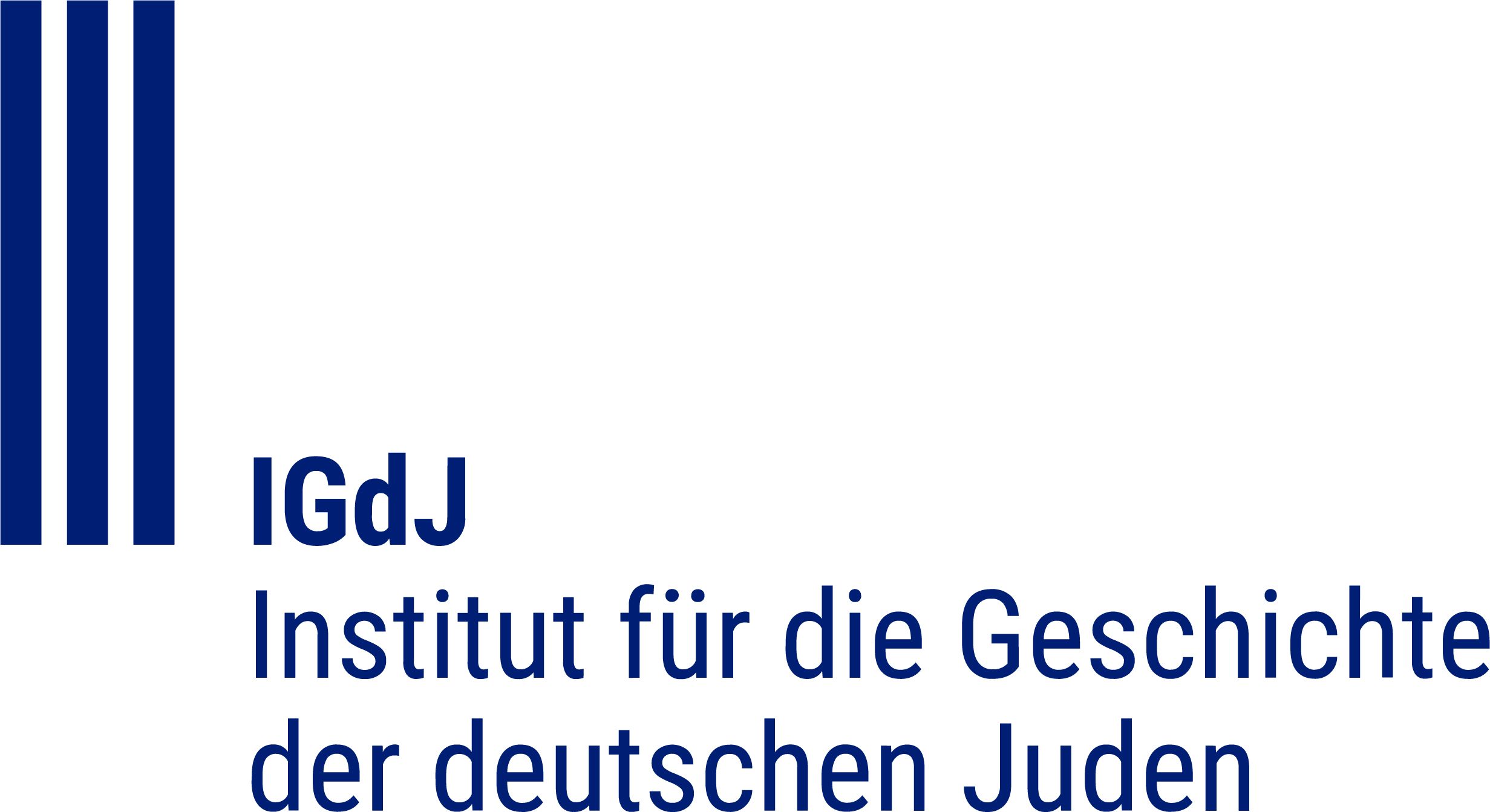 Logo des Institutes für die Geschichte der deutschen Juden - blaue Schrift auf weißem Grund