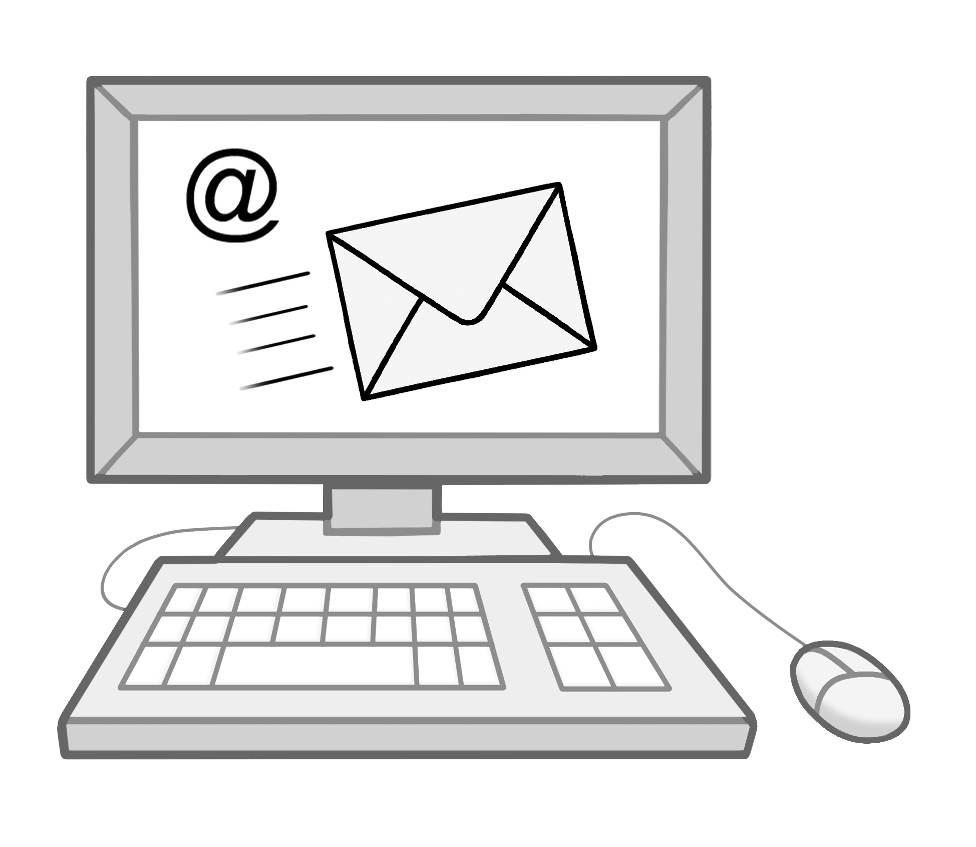 Ein Computer mit einer eingehenden E-Mail auf dem Bildschirm