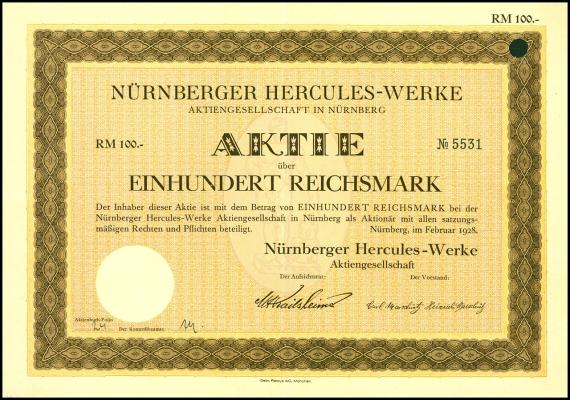 Foto einer Aktie der Firma Hercules