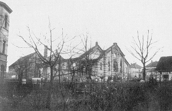 Only the outer walls are standing, the roof has burned down.