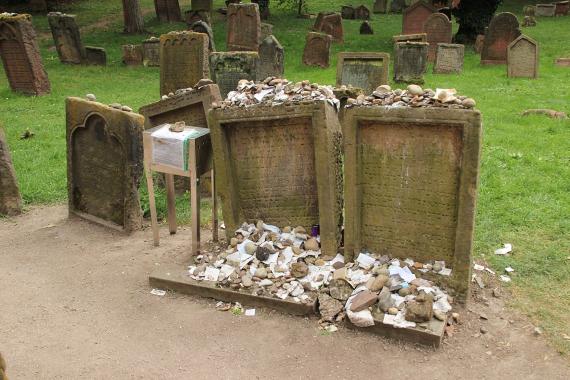 Tombstones of Rabbi Meir ben Baruch, called of Rothenburg, (left) and of Alexander ben Salomon Wimpfen (right).