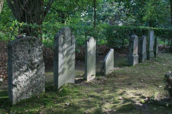 Jüdischer Friedhof in Anrath Gravestones on the left side of the picture, trees behind