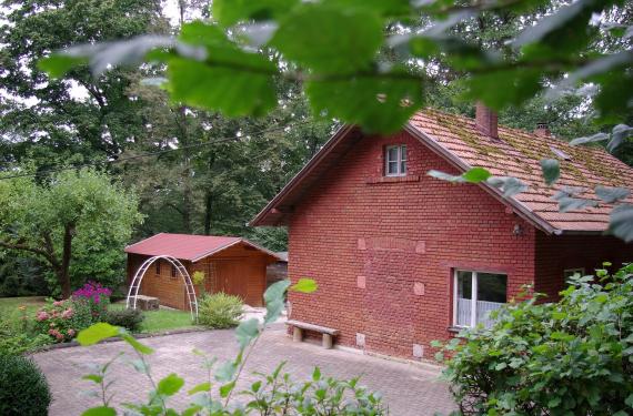 Red house with garden
