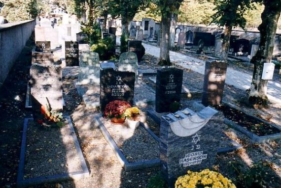 Long cemetery section, several graves