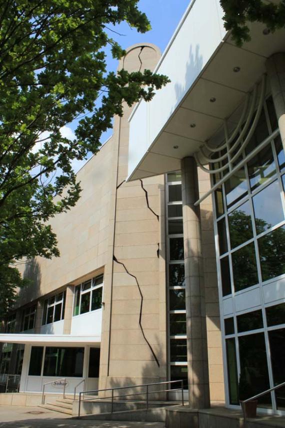 View on a modern building facade with entrance area