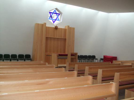 Der neue Synagogenraum nach Entwürfen der Schweriner Architekten Joachim und Matthias Brenncke bietet etwa 100 Personen Platz. Die Jüdische Gemeinde zählt 760 Mitglieder (Stand 2016). Das Land beteiligte sich mit 600.000 Euro am Neubau.