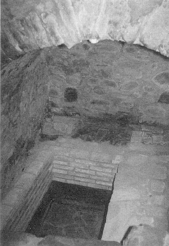 Black and white photograph of the ritual bath, after the repair in September 1988.