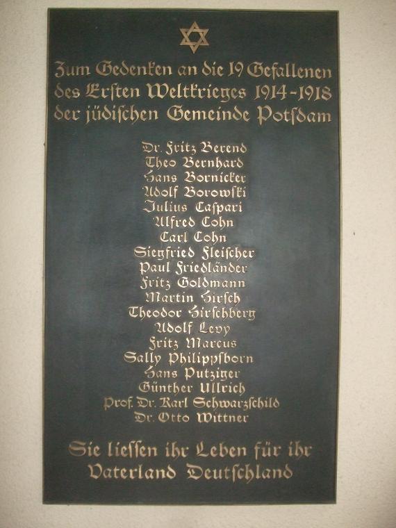 Memorial plaque for the soldiers killed in the First World War