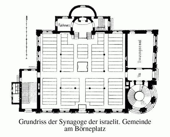 Architectural floor plan of the synagogue around 1880