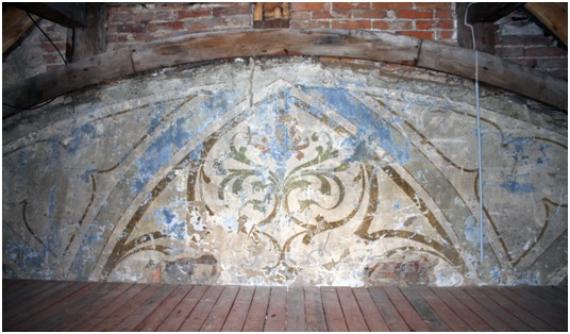 Wall frescoes in the attic