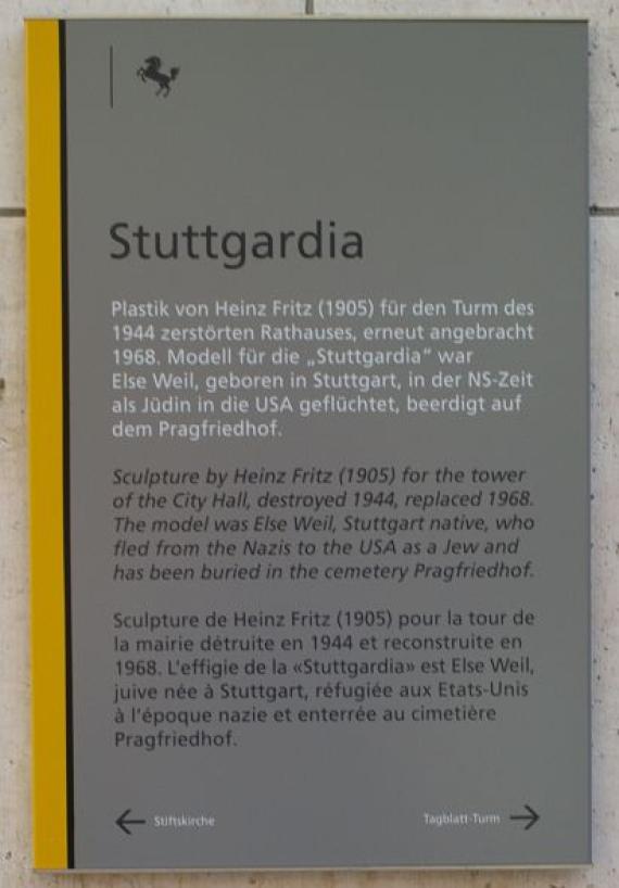 Notice board at the Stuttgardia sculpture