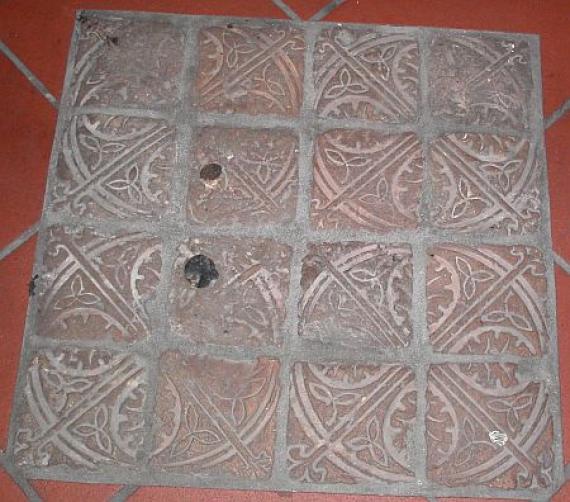 The tile floor in the Judenhof found in 1987