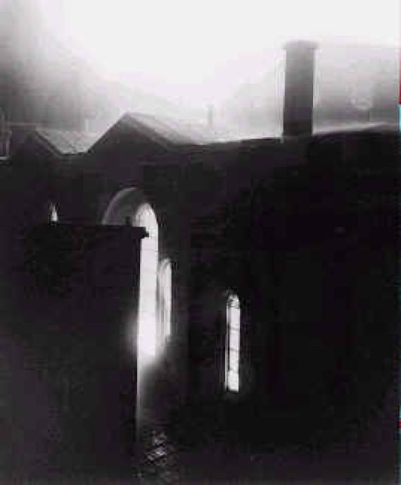 The burning synagogue in the pogrom night November 1938