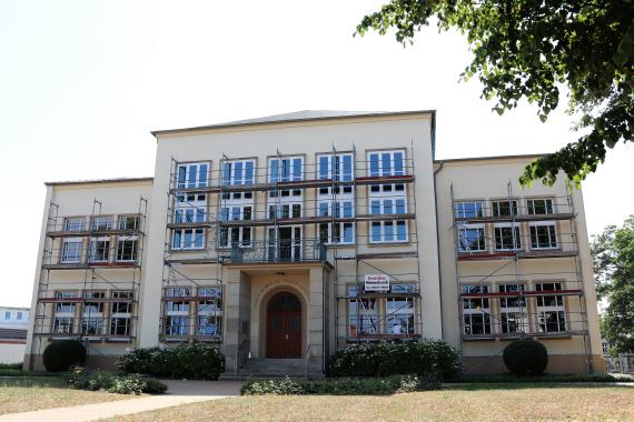 Front view of a school building