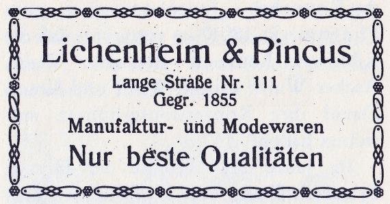 Old advertisement of a trading house in Ribnitz