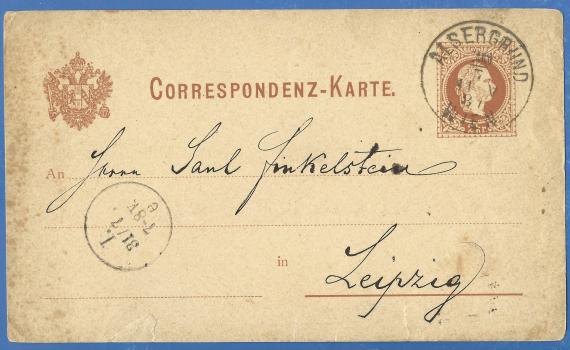 Postkarte geschäftlicher Art an Herrn Saul Finkelstein, versandt am 30. Juli 1881