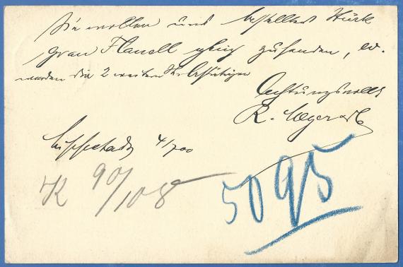 Postcard of a business nature to Mr. Kahn & Co, mailed July 4, 1900 - back of card