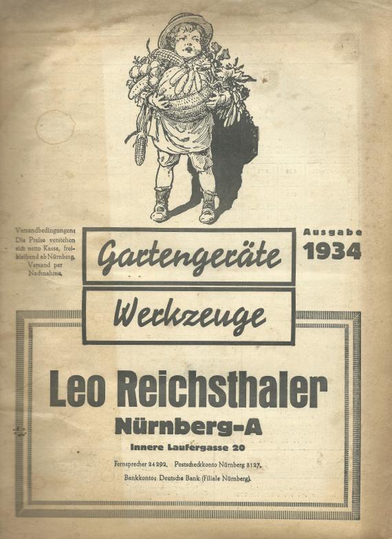 Verkaufskatalog Leo Reichsthaler - Ausgabe 1934 48-page richly illustrated sales catalog - gardening tools - tools - 1934 edition by Leo Reichsthaler - cover page