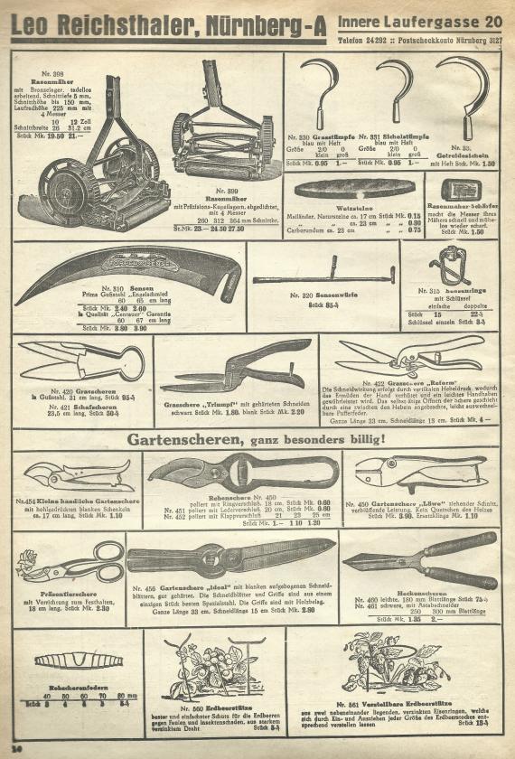 48-page, richly illustrated sales catalog - Gardening tools - Tools - 1934 edition by Leo Reichsthaler - page 10