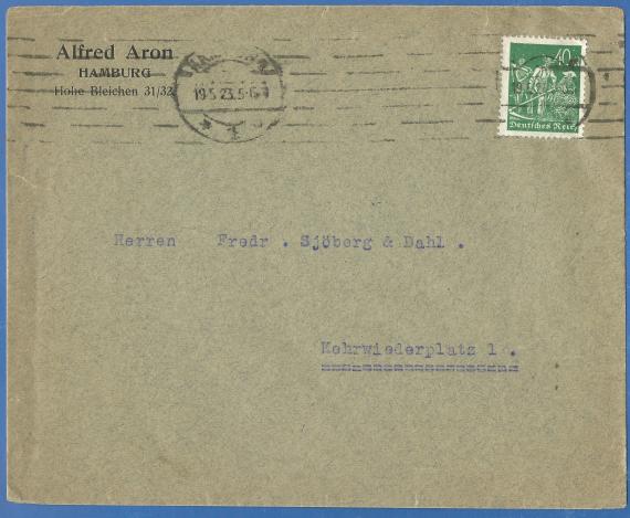 Briefumschlag von Alfred Aron, versandt am 19. Mai 1923