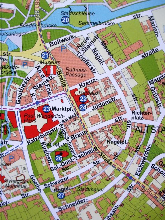 Stadtplan mit mittelalterlichem Stadtkern