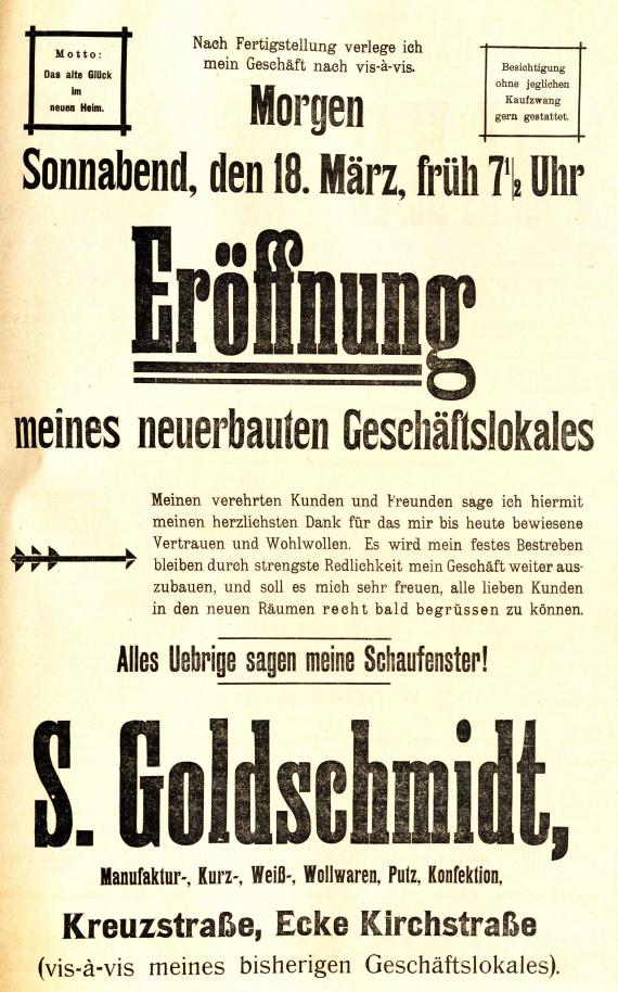Advertisement for the opening of the store