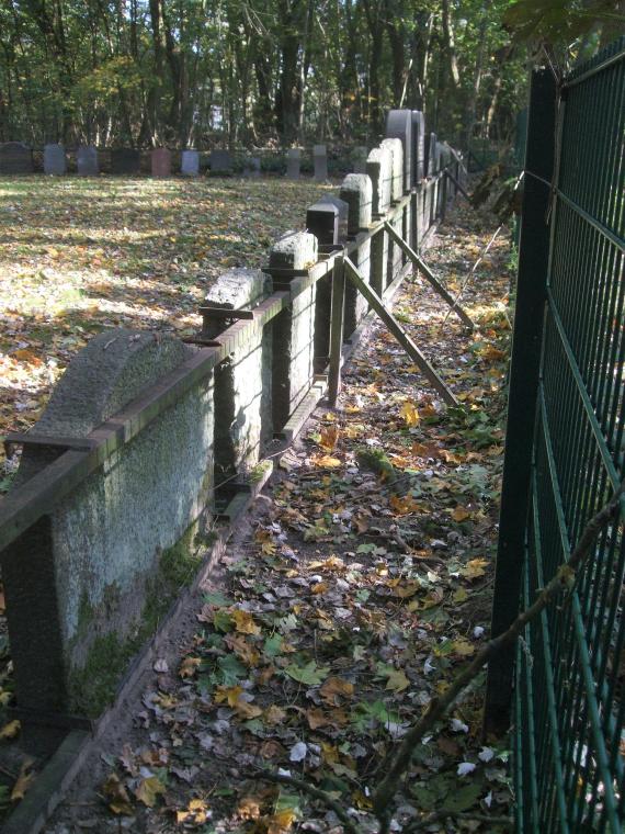 View of the back of the preserved tombstones