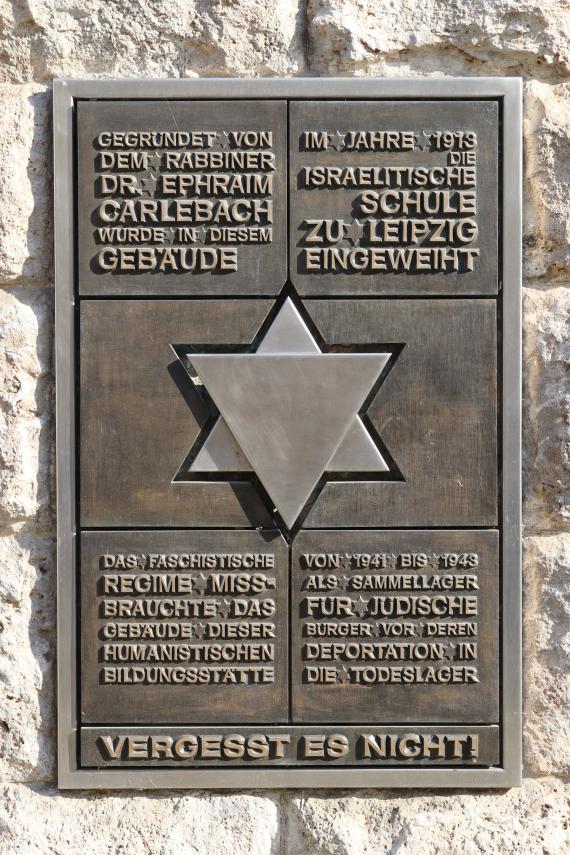 Memorial plaque on the building. Commemorates the foreign use by the Nazi regime