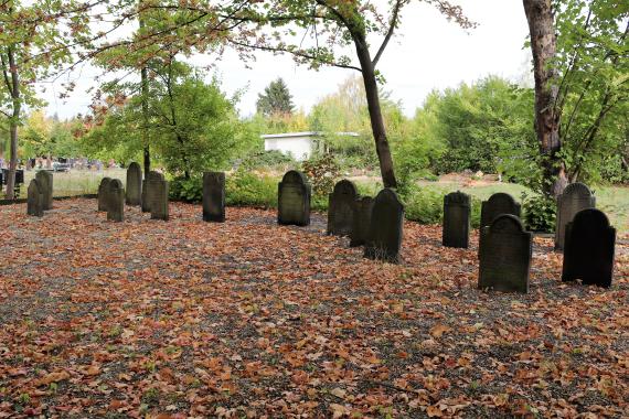 17 Grabsteine aus dem Johannistal auf dem Neuen Israelitischen Friedhof