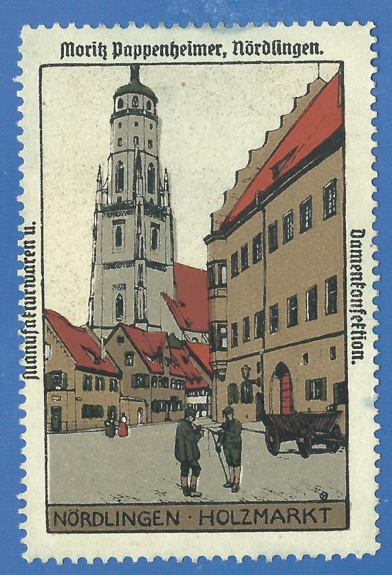 Advertising stamp " Manufakturwaren- und Damenkonfektionsgeschäft Moritz Pappenheimer " from the time around 1910 - 1920