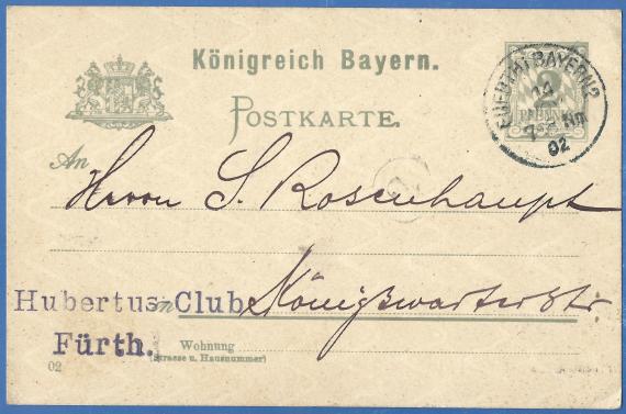 Postkarte - Einladung zur Treibjagd - an Herrn S. Rosenhaupt, versandt am 14. November 1902