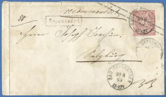 Envelope addressed to Mr. Joseph Joachim, mailed August 20, 1869