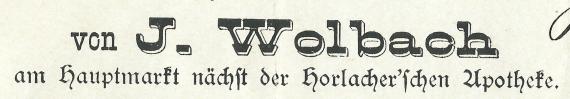 Invoice from Julius Wolbach, issued October 1, 1888. Detail enlargement of the letterhead.