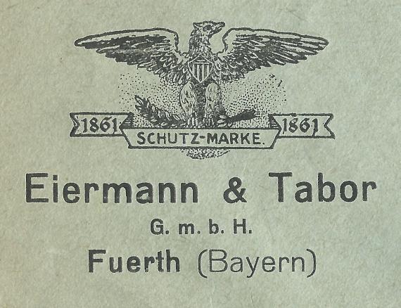 Briefumschlag der Fa. Eiermann & Tabor, - versandt am 22. Oktober 1935  -  Ausschnittvergrößerung Firmenwappen