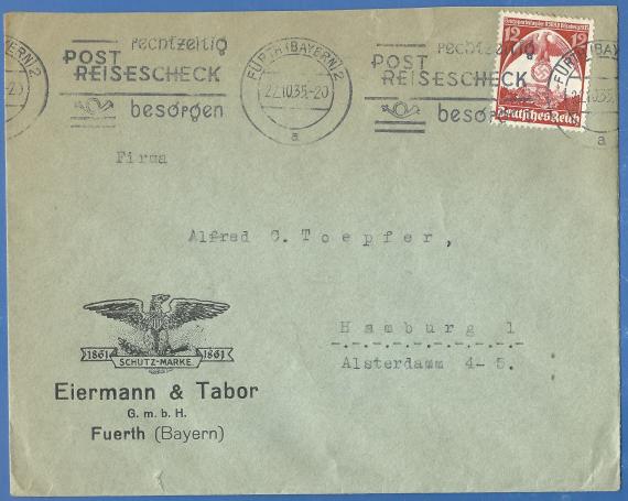 Envelope of Eiermann & Tabor, - mailed on October 22, 1935