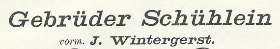 Rechnung der Wein-und Spirituosenhandlung Gebrüder Schühlein vom 2. November 1889  -  Ausschnittvergößerung Briefkopf