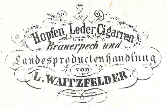 Rechnung von Levi Waitzfelder, - ausgestellt im Juli 1876  -  Ausschnittvergrößerung - Briefkopf