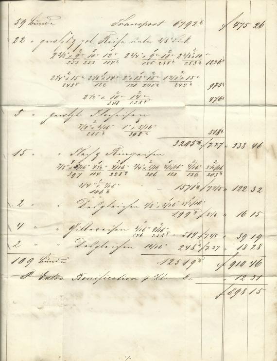 Letter-bill from J. Gg. Niedermayer, - sent on 26 Septeber 1864 - inside of letter