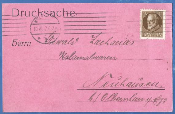 Geschäftspostkarte der Weingroßhandlung H. Freudenberger Sohn, - versandt am 10. August 1917  