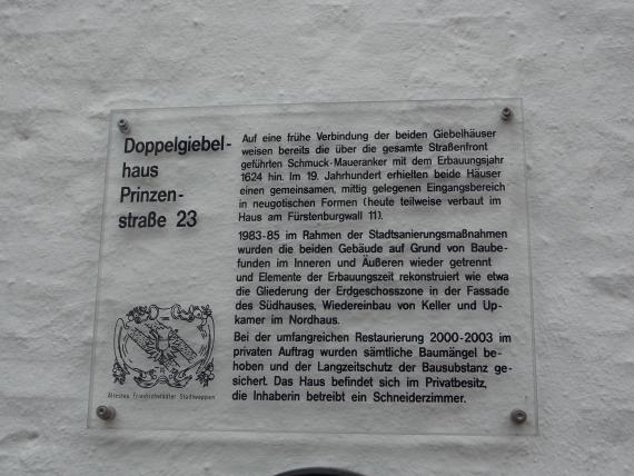 Information board about the history of Friedrichstadt