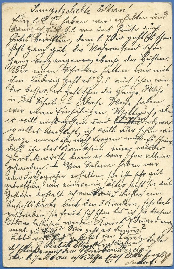 Postcard to Wohlgeb. Mr. A. Weiler, - sent on March 9, 1900 by daughter Jerda - back of card