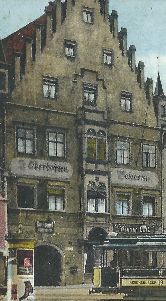 Historical picture postcard of Regensburg from around 1915 - Arnulfsplatz with the velodrome by Simon Oberdorfer - detail enlargement