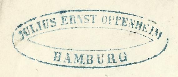 Letter from Julius Ernst Oppenheim, -sent on January 1, 1866 - detail enlargement of sender's postmark