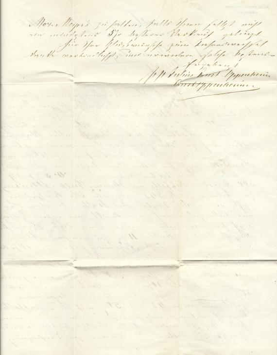 Brief geschäftlicher Art von Julius Ernst Oppenheim, -versandt am 1. Januar 1866  -  Briefinhalt - Textrückseite