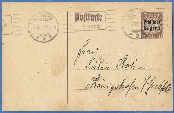 Postcard to Mrs. Julie Kohn, - mailed December 23, 1919