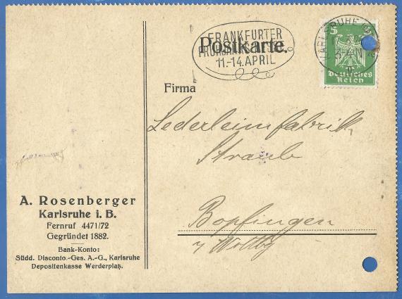 Geschäftspostkarte von A.Rosenberger, - versandt am 17. März 1926