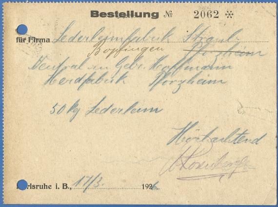 Geschäftspostkarte von Adolf Rosenberger, - versandt am 17. März 1926  -  Kartenrückseite