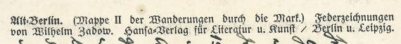 Künstlerkarte - Altberlin (Mappe II der Wanderungen durch die Mark) - Jüdenhof, - versandt am 29. September 1924  - Ausschnittvergrößerung Kartenrückseite - Künstler- und Verlag
