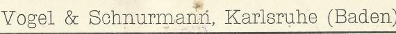 Geschäftspostkarte der Firma Vogel & Schnurmann, - versandt am 13. November 1909  -  Ausschnittvergrößerung Firmenname