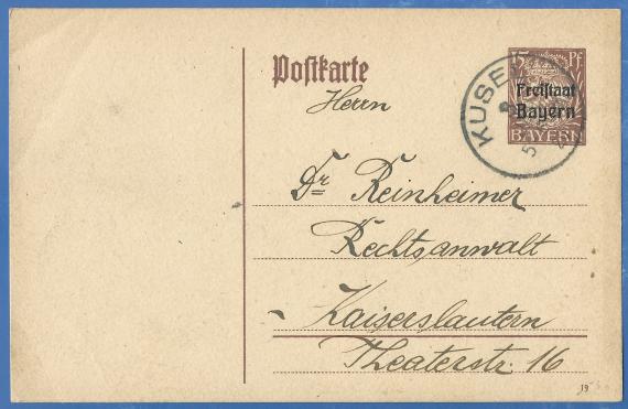 Postcard of a business nature to Dr. Rheinheimer - mailed January 3, 1920